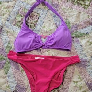 Bar III Purple and Pink Bikini Set